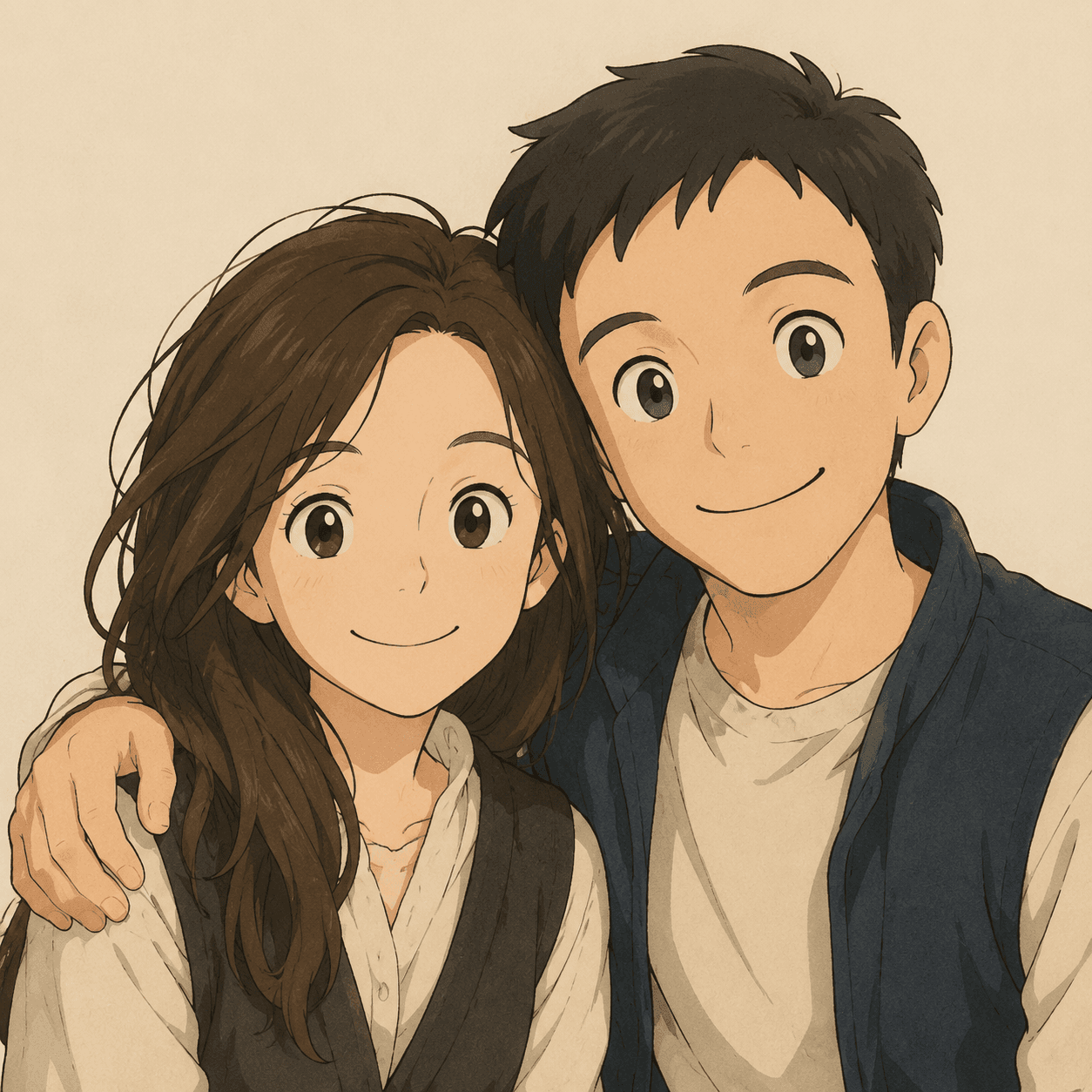 Персонажи, в стиле Ghibli, мягкое естественное освещение, средний план, нейтраль