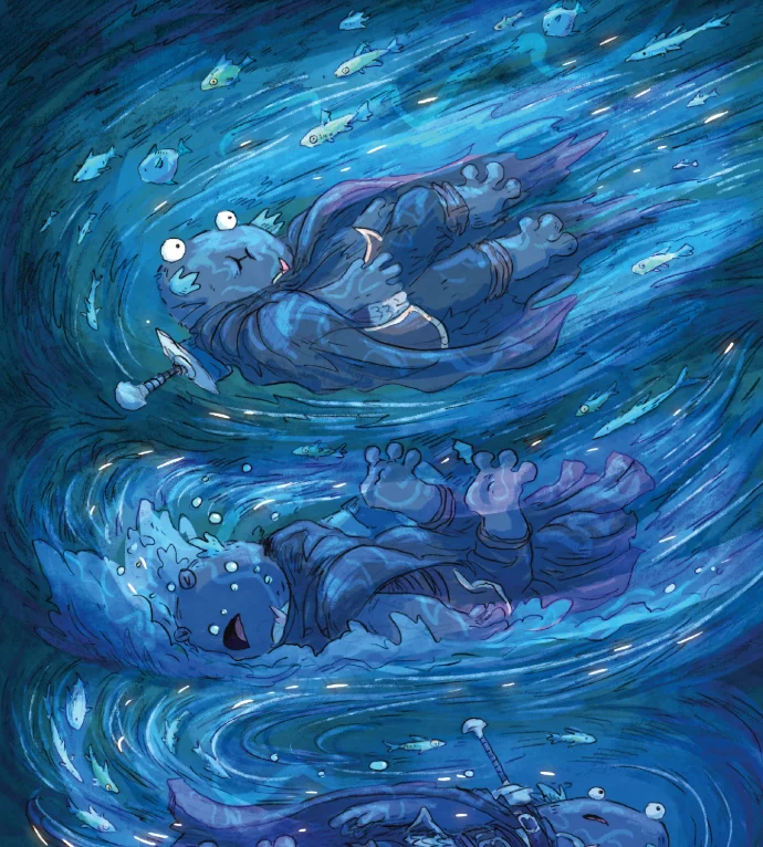 Иллюстрация в синей воде